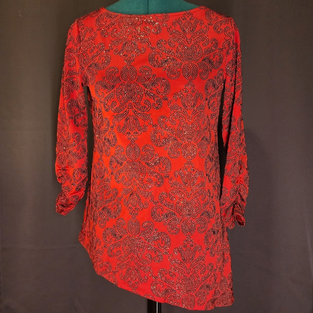 Style & Co. Red and Black Patterned Blouse
